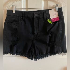 Black Distressed High Rise Shorts